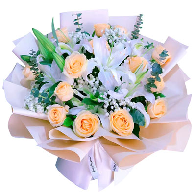 惠州16朵香槟玫瑰2支百合，爱的温暖和幸福