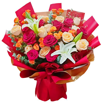惠州19朵玫瑰百合,爱情永不凋零