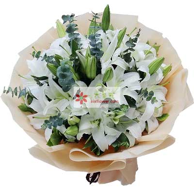 惠州9支白色多头百合，祝福你幸福