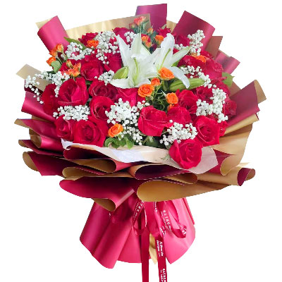 惠州33朵红玫瑰百合，爱如同花般绽放